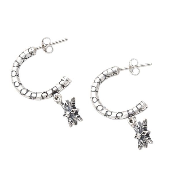 Alternate image for Sterling Silver Floral-Motif Drop Earrings Hopeful Prayer