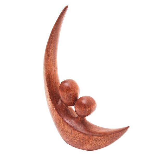 Alternate image for Romantic Handcrafted Suar Wood Statuette Crescent Pair