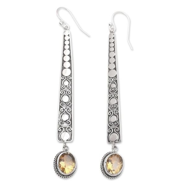 Alternate image for Hand Made Citrine and Sterling Silver Dangle Earrings Midday Rice Field