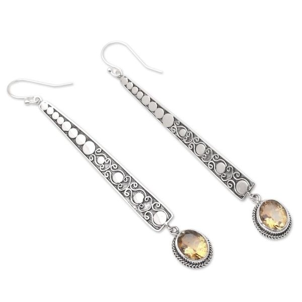 Alternate image for Hand Made Citrine and Sterling Silver Dangle Earrings Midday Rice Field