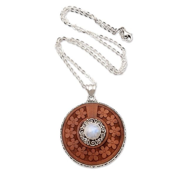 Alternate image for Rainbow Moonstone and Sterling Silver Pendant Necklace Self-Portrait