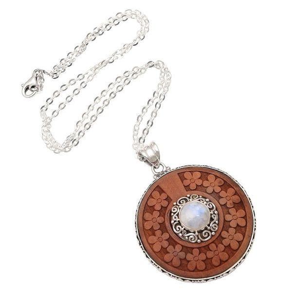 Alternate image for Rainbow Moonstone and Sterling Silver Pendant Necklace Self-Portrait