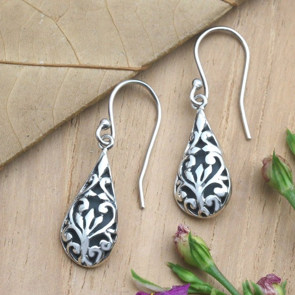 Hand Crafted Sterling Silver Dangle Earrings 'Hazy Sunrise'