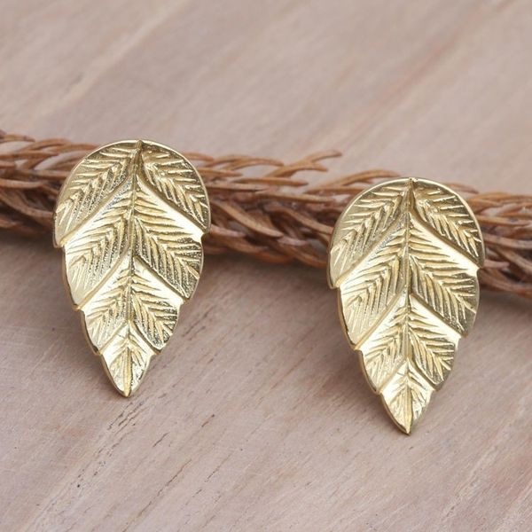 Alternate image for Gold-Plated Drop Earrings with Leaf Motif Leaf Power