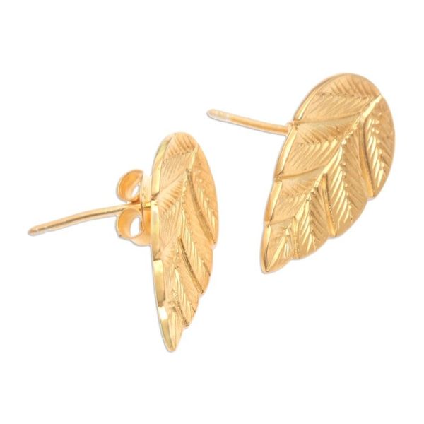 Alternate image for Gold-Plated Drop Earrings with Leaf Motif Leaf Power