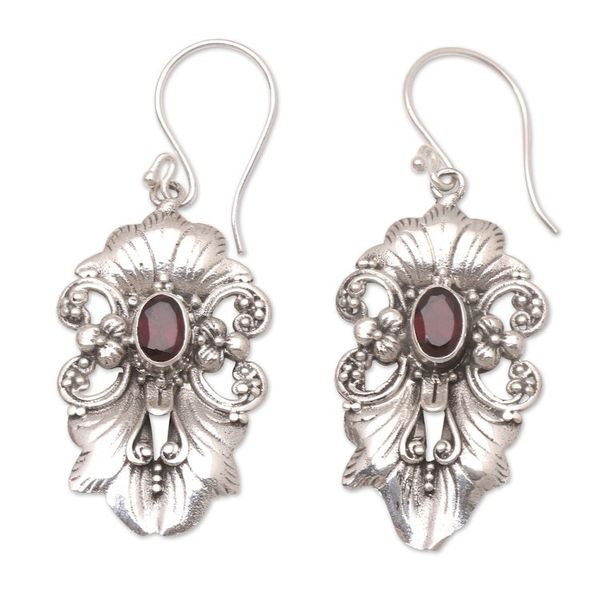 Alternate image for Hand Made Garnet and Sterling Silver Dangle Earrings Silent Majesty in Red