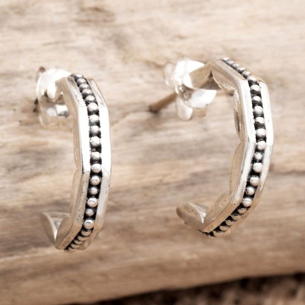 Alternate image for Artisan Crafted Sterling Silver Drop Earrings Simple and Chic