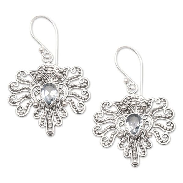 Alternate image for Artisan Crafted Blue Topaz Dangle Earrings Wise Old Friend