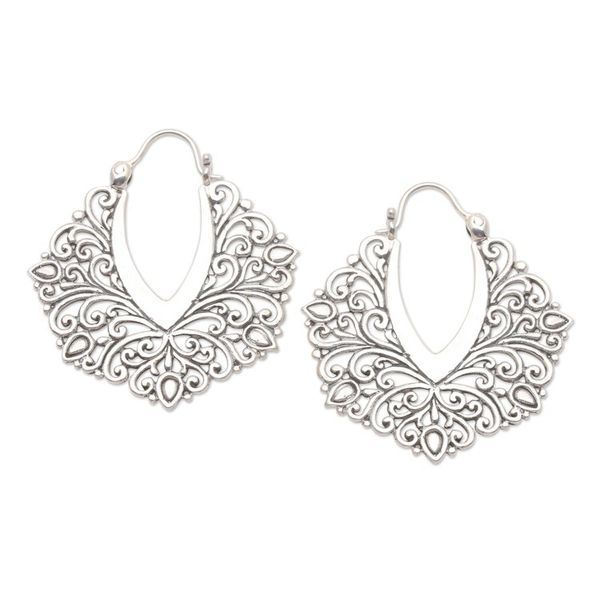 Alternate image for Hand Made Sterling Silver Hoop Earrings Magic Oasis