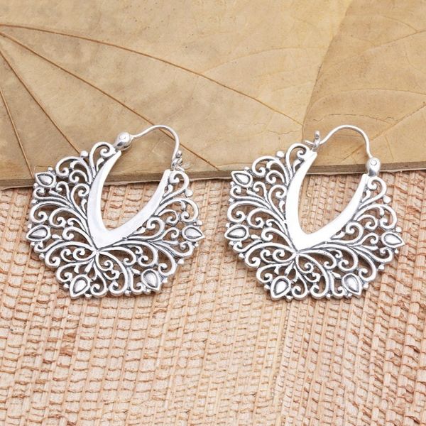 Alternate image for Hand Made Sterling Silver Hoop Earrings Magic Oasis