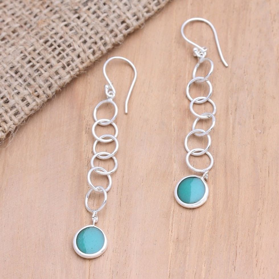 Artisan Crafted Sterling Silver Dangle Earrings 'Life Story'