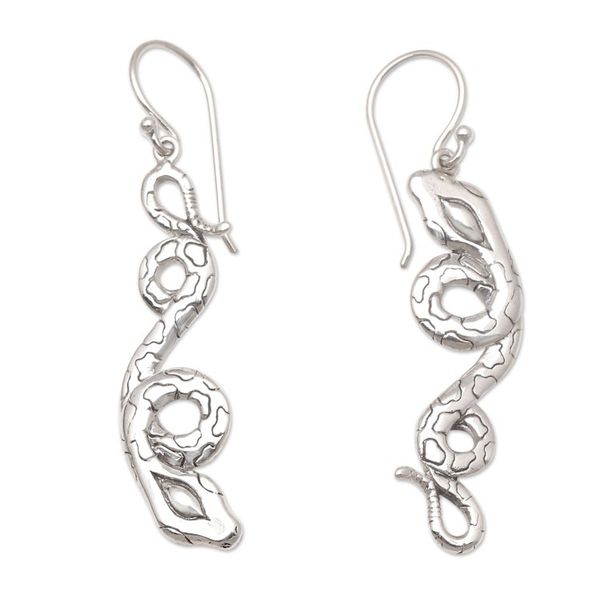 Alternate image for Sterling Silver Dangle Earrings with Snake Motif Boas Breakfast