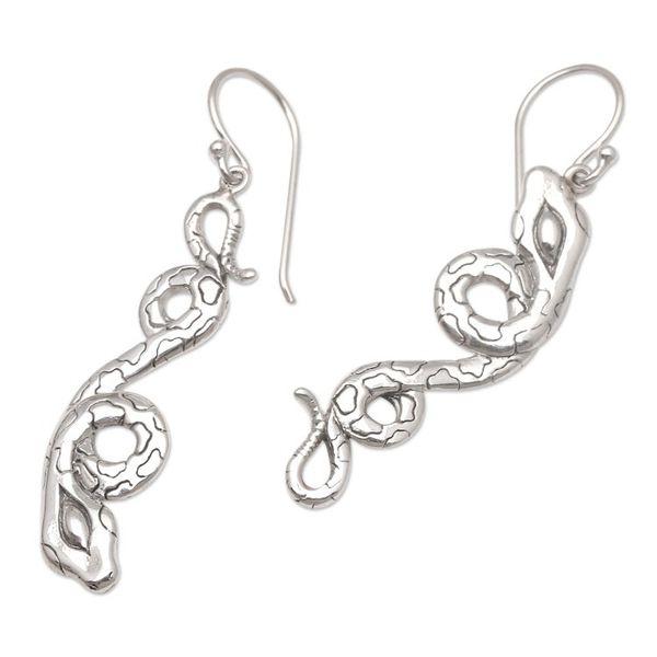 Alternate image for Sterling Silver Dangle Earrings with Snake Motif Boas Breakfast