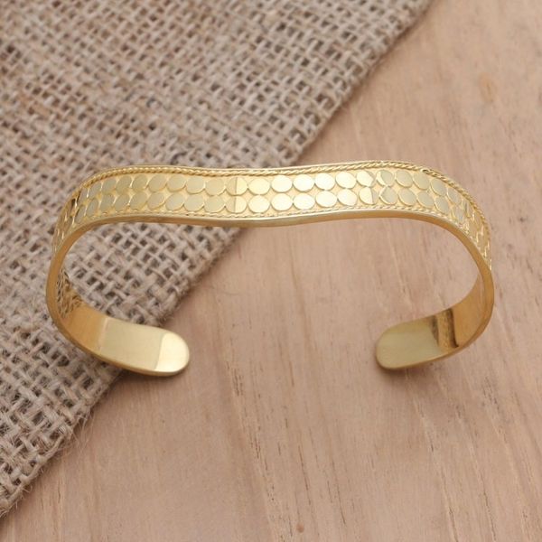 Alternate image for Handmade Gold-Plated Bangle Bracelet from Bali Golden Snake