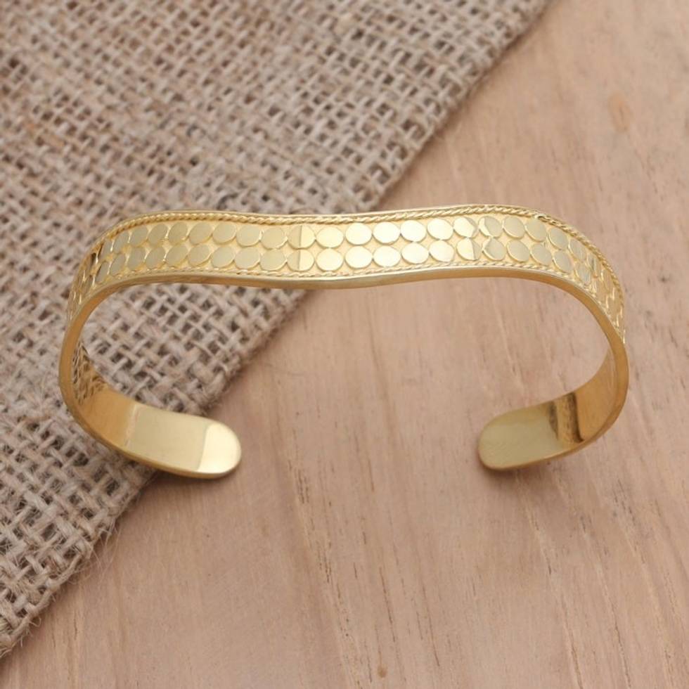 Handmade Gold-Plated Bangle Bracelet from Bali 'Golden Snake'