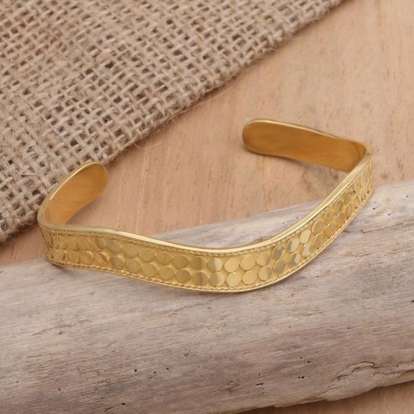 Alternate image for Handmade Gold-Plated Bangle Bracelet from Bali Golden Snake