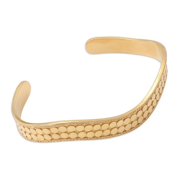 Alternate image for Handmade Gold-Plated Bangle Bracelet from Bali Golden Snake
