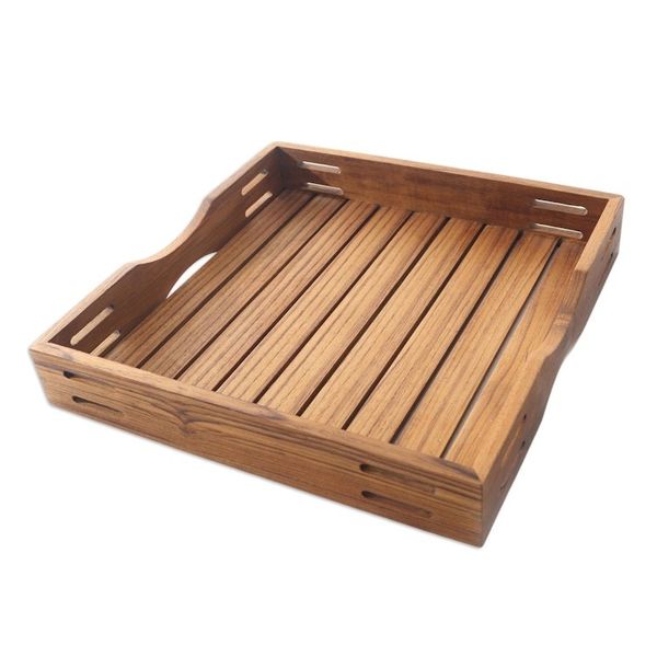Alternate image for Artisan Crafted Teak Wood Tray from Bali Refreshments