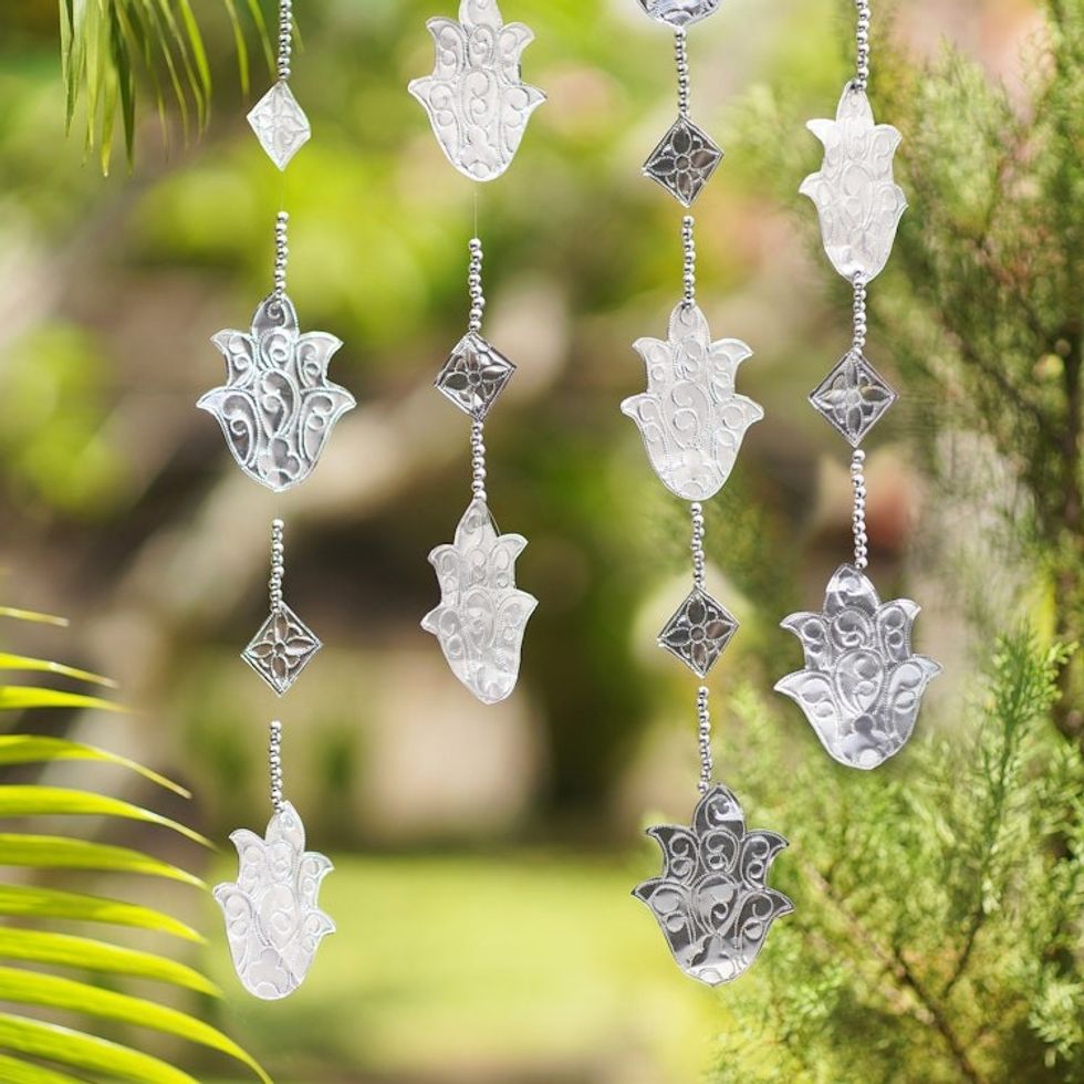 Artisan Crafted Aluminum Holiday Garlands Set of 4 'Holiday Tulips'