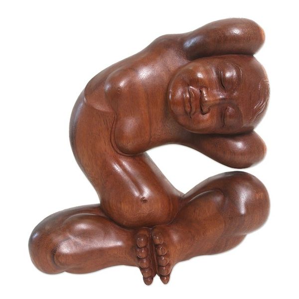 Alternate image for Handmade Suar Wood Monk Sculpture Limber Monk