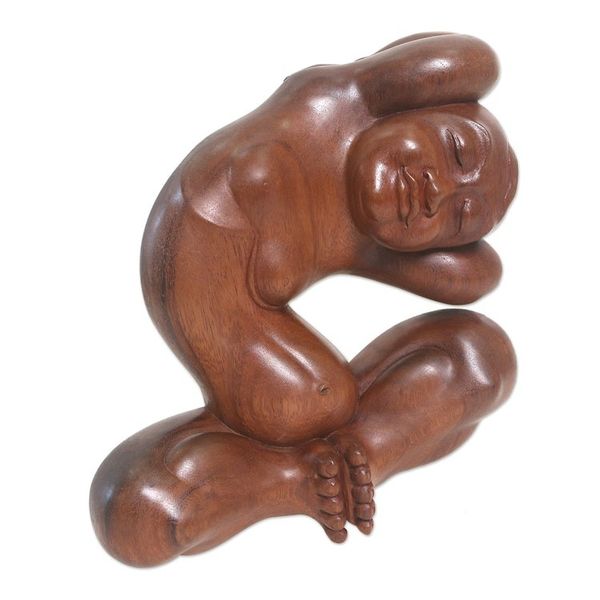 Alternate image for Handmade Suar Wood Monk Sculpture Limber Monk