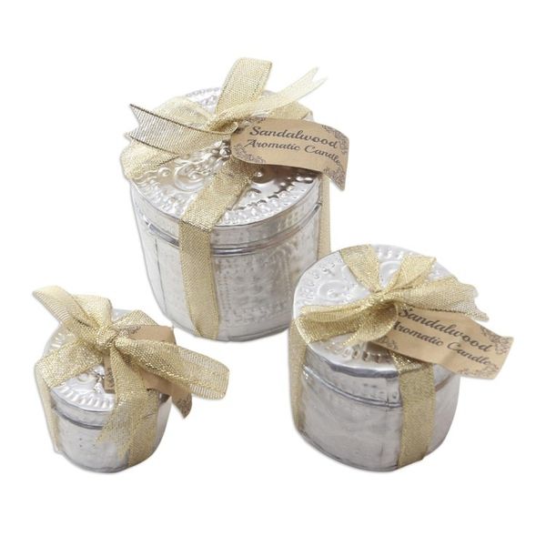 Alternate image for Aluminum Tinned Beeswax Candles from Bali Set of 3 Morning Glow