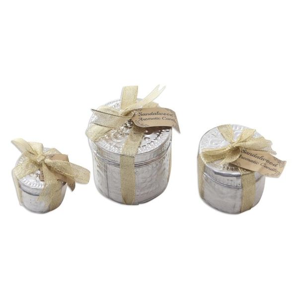 Alternate image for Aluminum Tinned Beeswax Candles from Bali Set of 3 Morning Glow