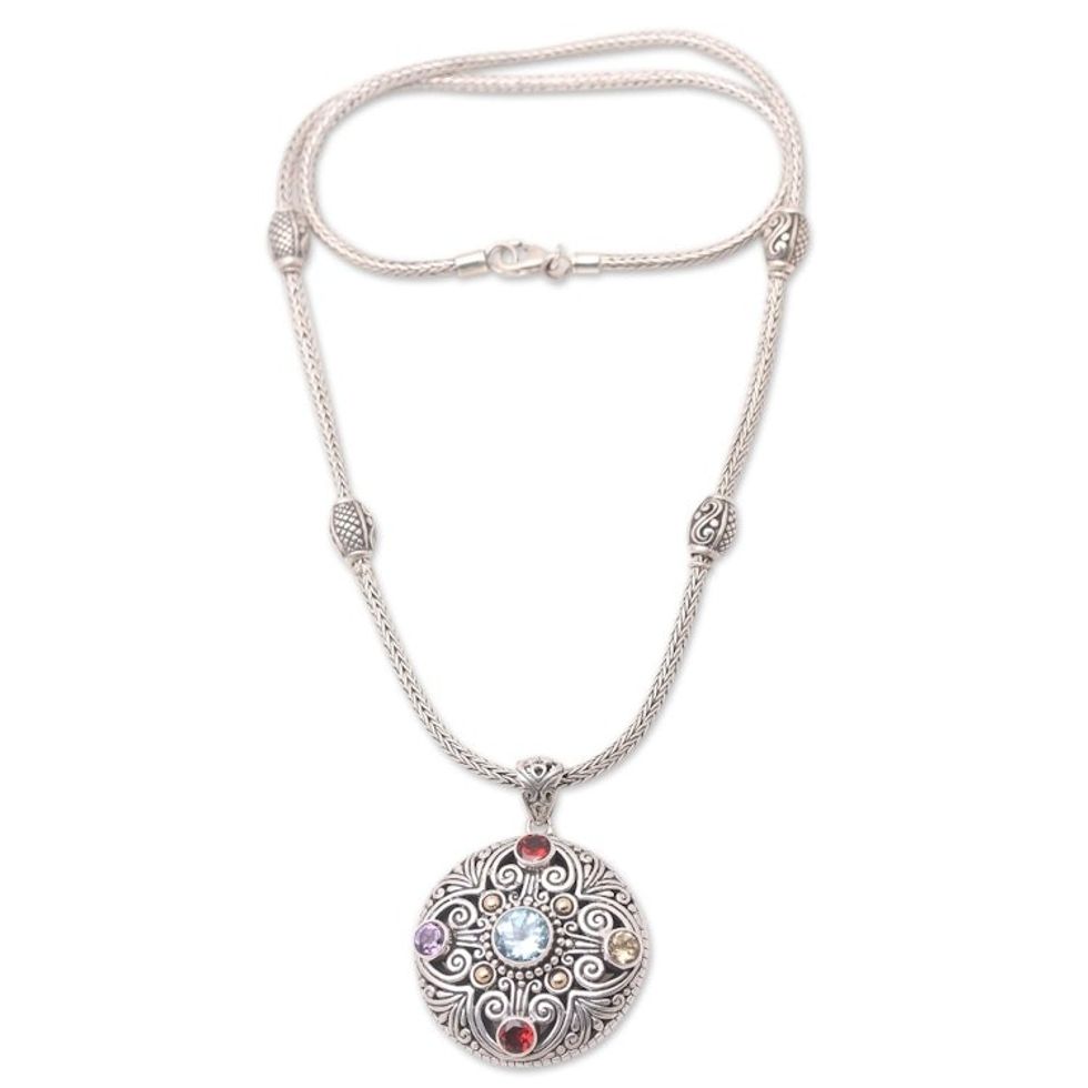 Gold-Accented Birthstone Pendant Necklace 'Blowing in the Wind'