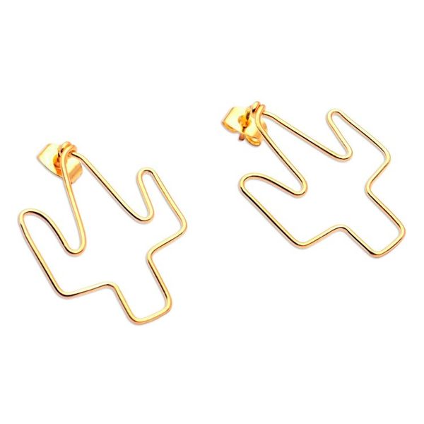 Alternate image for Gold-Plated Cactus Drop Earrings from Bali Cactus Party