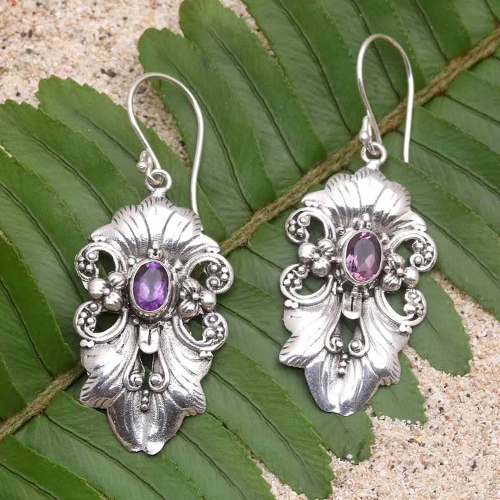 Amethyst and Sterling Silver Dangle Earrings 'Silent Majesty in Purple'