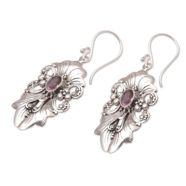 Alternate image for Amethyst and Sterling Silver Dangle Earrings Silent Majesty in Purple