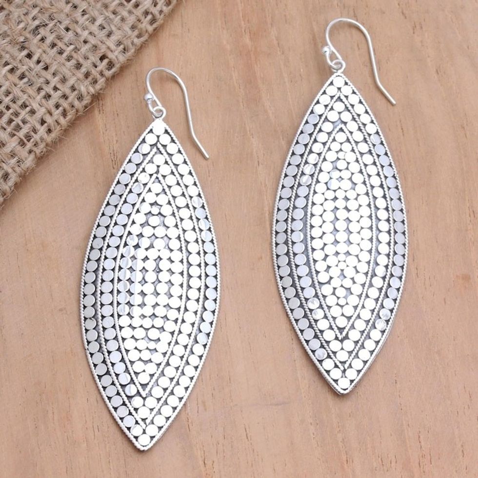 Hand Made Sterling Silver Dangle Earrings 'Queen of Fashion'