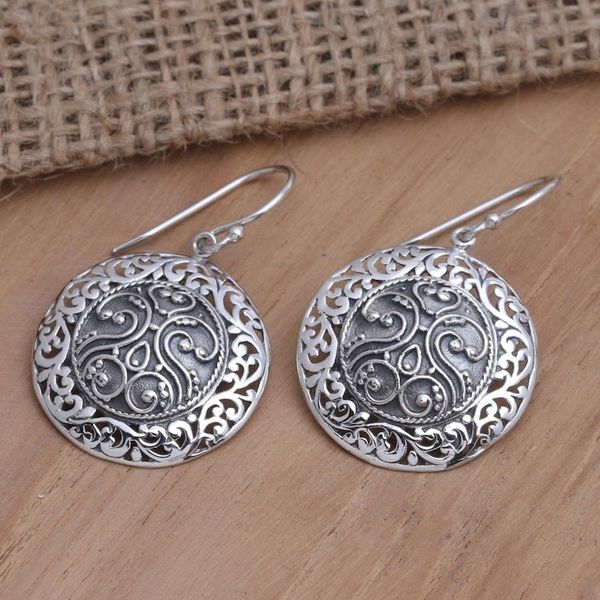 Alternate image for Round Sterling Silver Dangle Earrings from Bali Belong Together