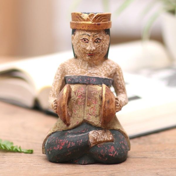 Alternate image for Hand Carved Albesia Wood Statuette Ceng Ceng