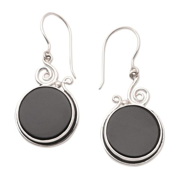 Alternate image for Artisan Crafted Sterling Silver and Onyx Dangle Earrings Perfect Life