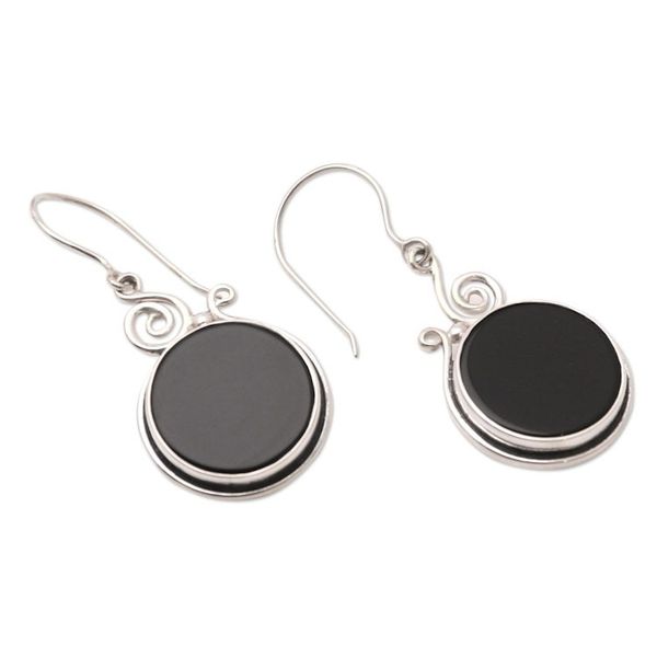 Alternate image for Artisan Crafted Sterling Silver and Onyx Dangle Earrings Perfect Life