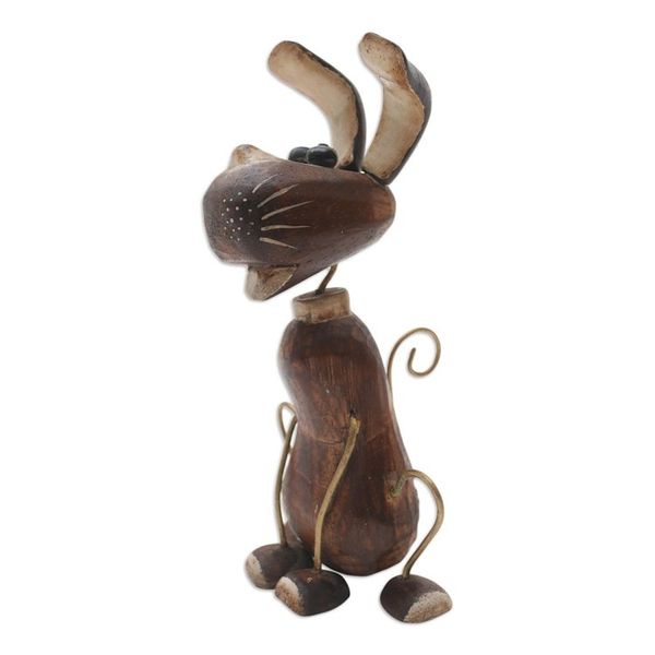 Alternate image for Albesia Wood Dog-Motif Statuette from Bali My Best Friend