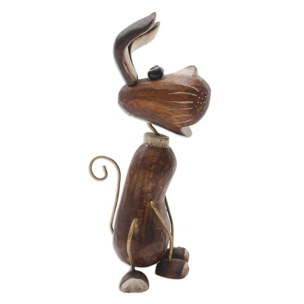 Alternate image for Albesia Wood Dog-Motif Statuette from Bali My Best Friend