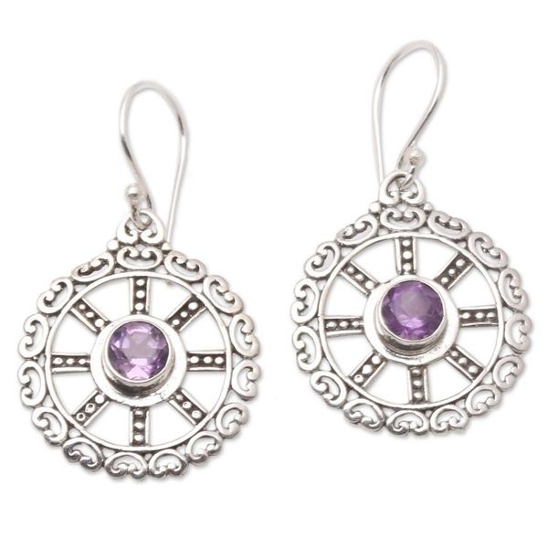Alternate image for Amethyst and Sterling Silver Dangle Earrings Third Eye