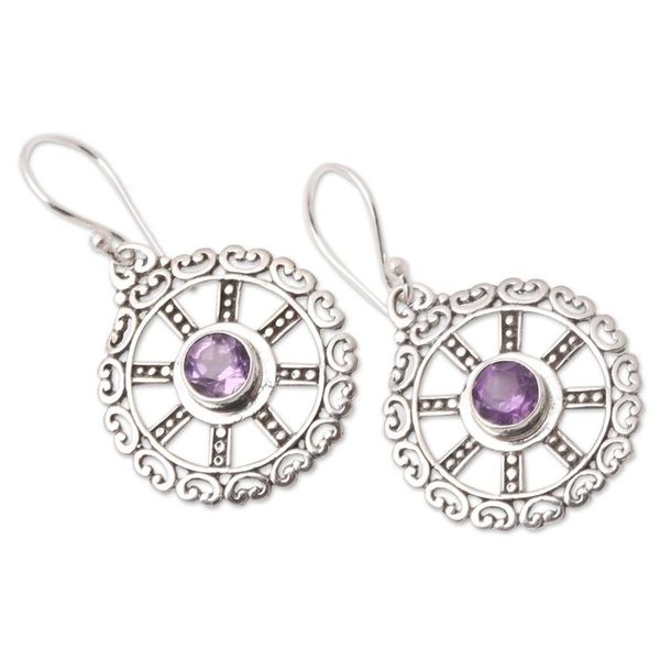 Alternate image for Amethyst and Sterling Silver Dangle Earrings Third Eye