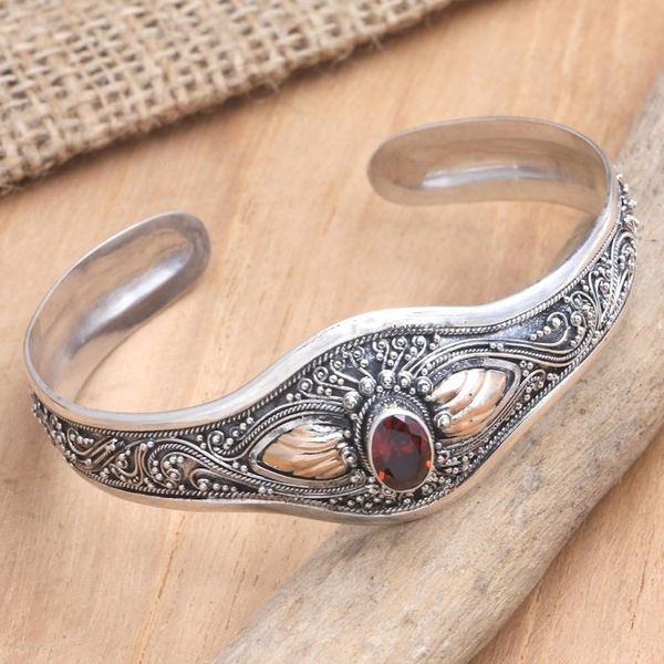 Alternate image for Gold-Accented Garnet Cuff Bracelet Fly Over