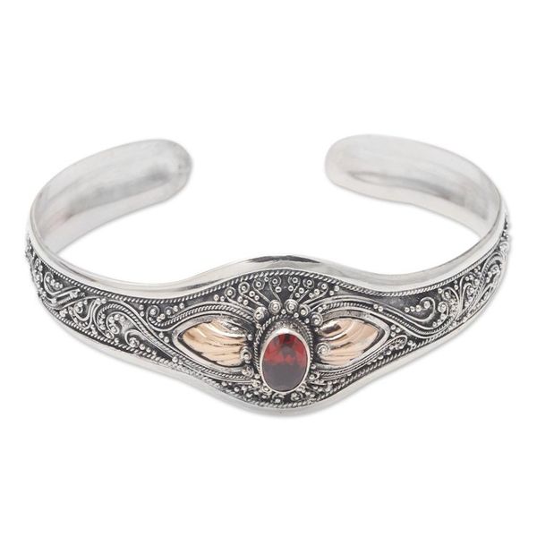 Alternate image for Gold-Accented Garnet Cuff Bracelet Fly Over