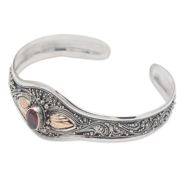 Alternate image for Gold-Accented Garnet Cuff Bracelet Fly Over