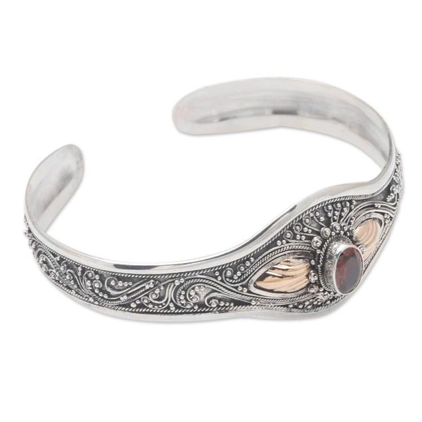 Alternate image for Gold-Accented Garnet Cuff Bracelet Fly Over