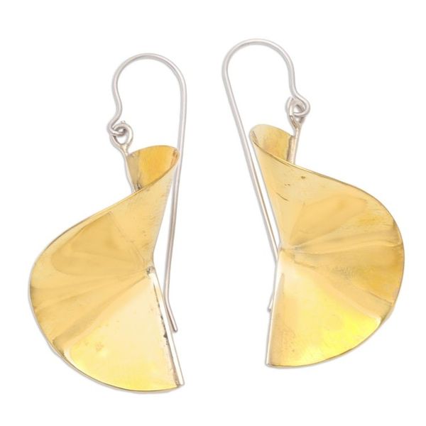 Alternate image for Handmade Brass Dangle Earrings from Java Swirling Skirts