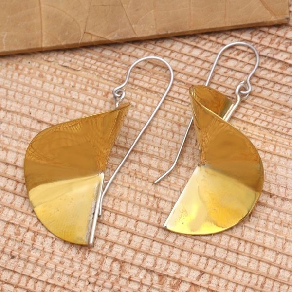 Alternate image for Handmade Brass Dangle Earrings from Java Swirling Skirts