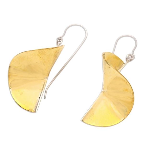 Alternate image for Handmade Brass Dangle Earrings from Java Swirling Skirts