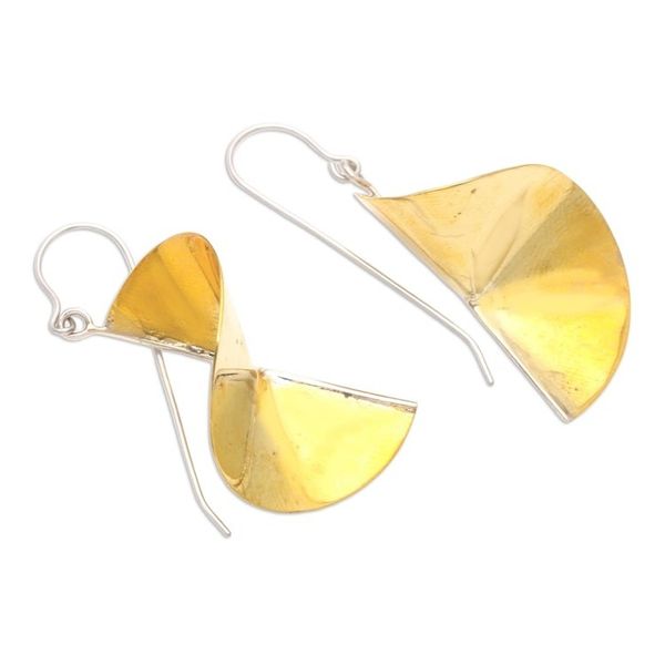 Alternate image for Handmade Brass Dangle Earrings from Java Swirling Skirts