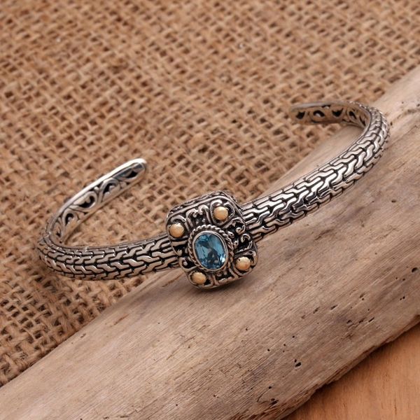 Alternate image for Gold-Accented Blue Topaz Cuff Bracelet My Lady in Blue