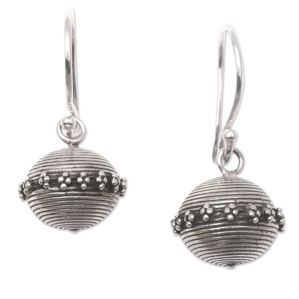 Alternate image for Artisan Crafted Sterling Silver Dangle Earrings Rings of Saturn